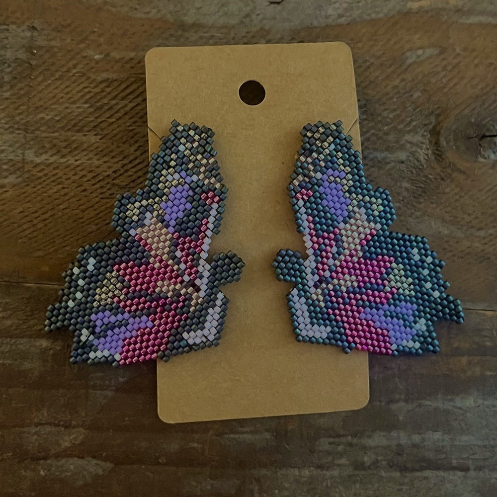 Purple Butterfly. Handcrafted Miyuki earrings